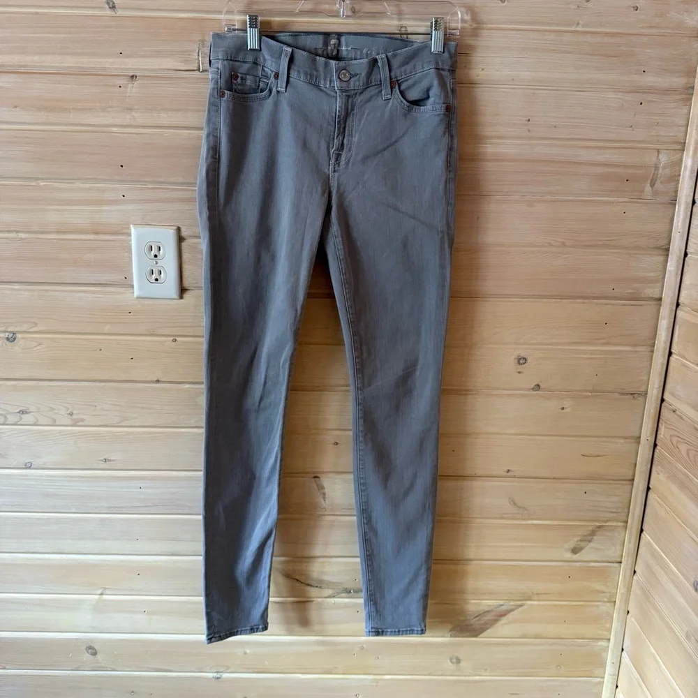 EUC 7 For All Mankind Women’s Grey Stretch Skinny Jeans – Size 30 - Picture 2 of 4